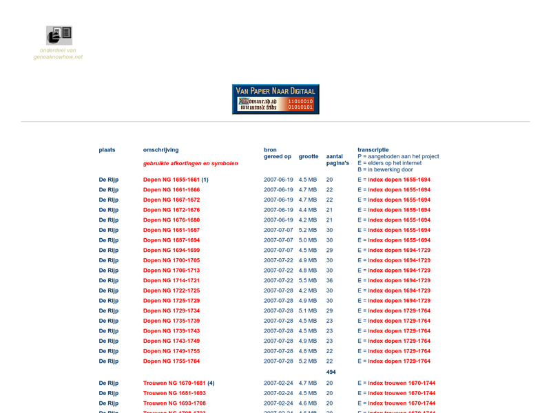 Screenshot van website