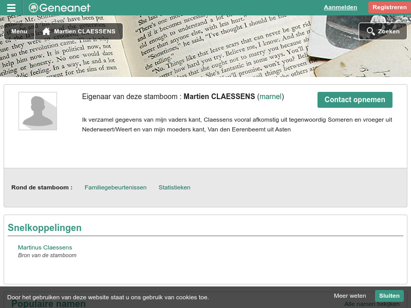 Screenshot van website