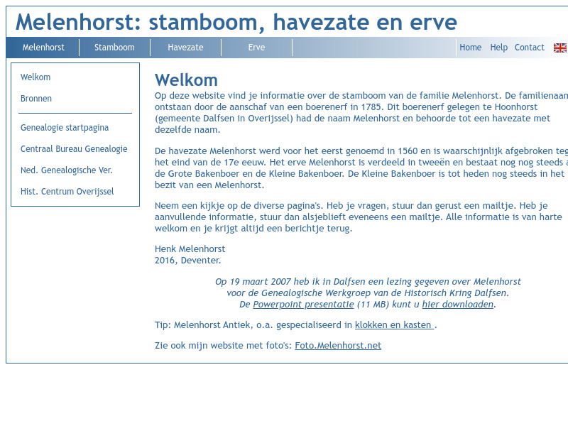Screenshot van website