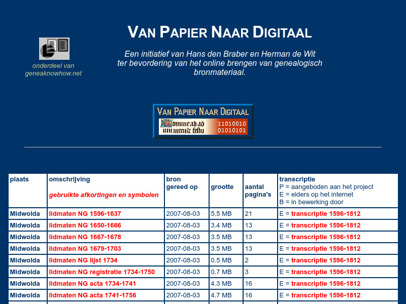 Screenshot van website