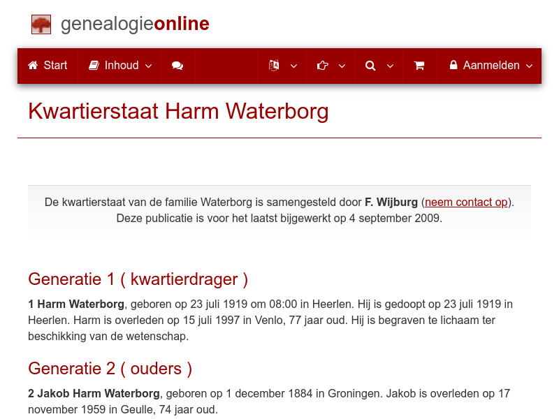 Screenshot van website