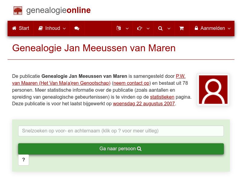 Screenshot van website