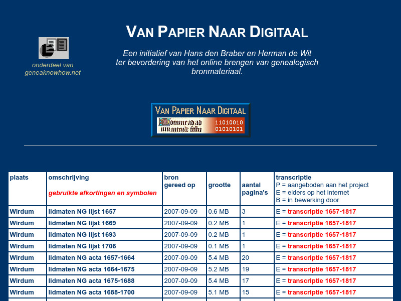 Screenshot van website