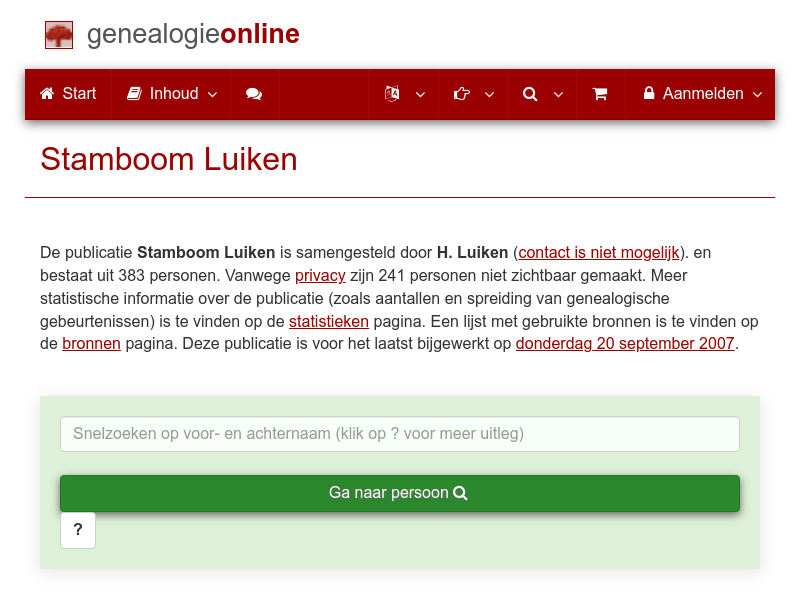 Screenshot van website