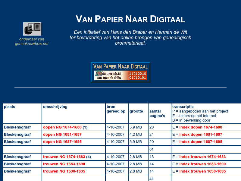 Screenshot van website