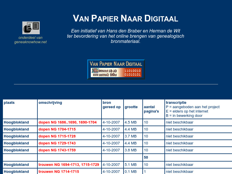 Screenshot van website