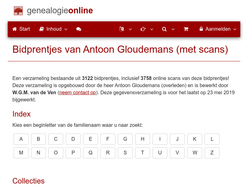 Screenshot van website
