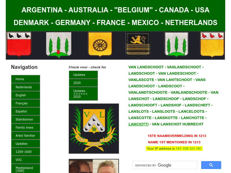 Screenshot van website