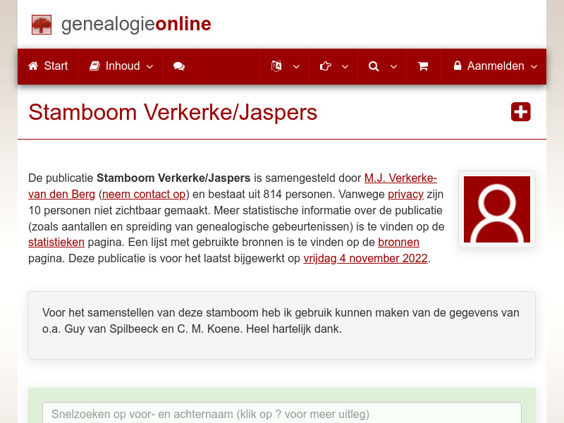 Screenshot van website