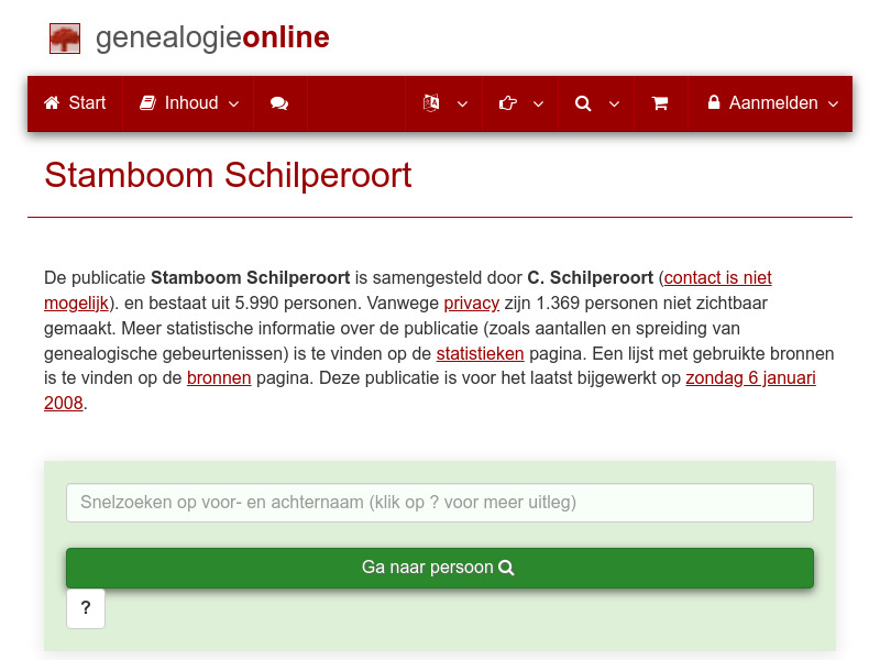 Screenshot van website