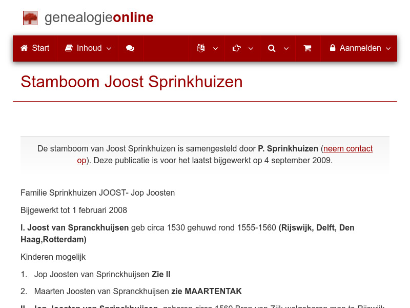 Screenshot van website