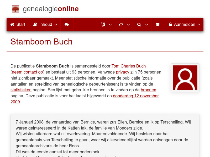 Screenshot van website