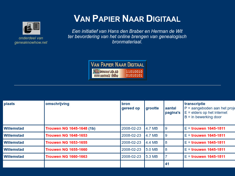 Screenshot van website