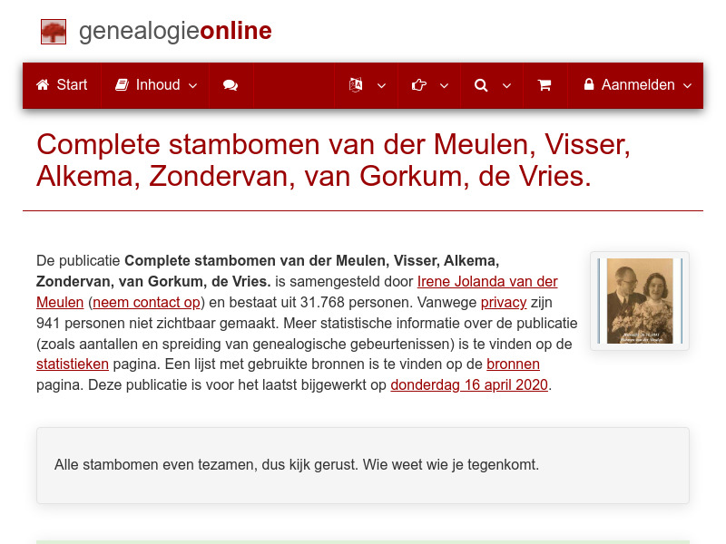 Screenshot van website