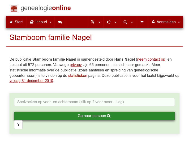 Screenshot van website