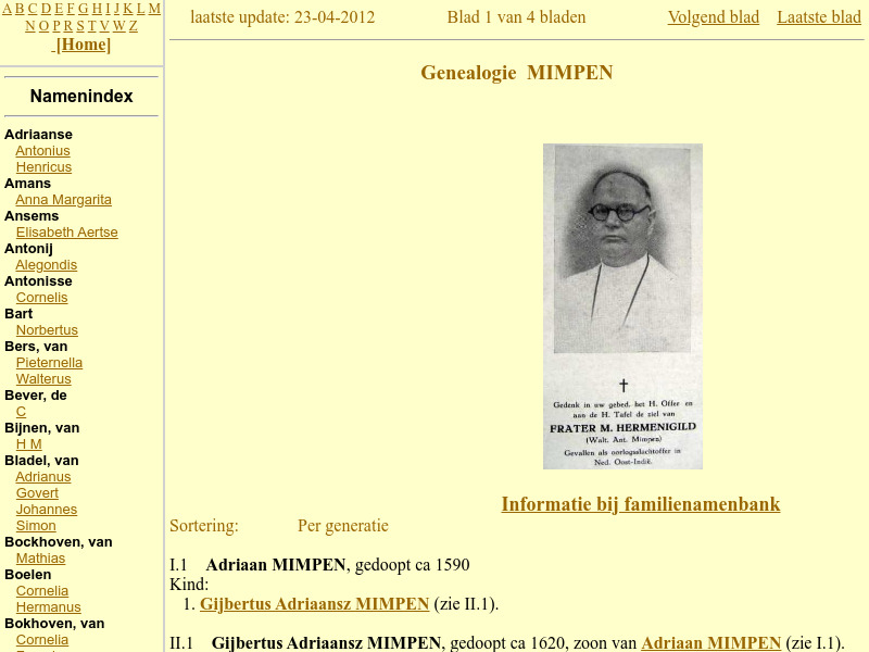 Screenshot van website