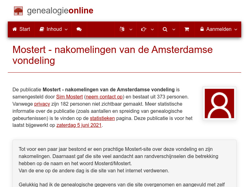 Screenshot van website