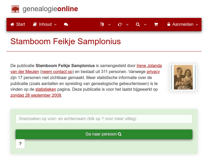 Screenshot van website