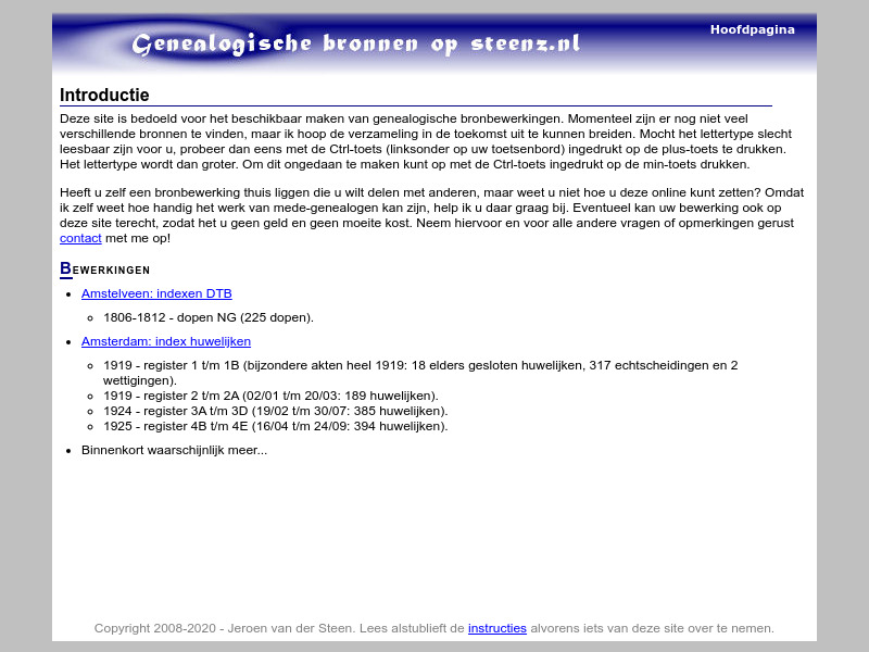 Screenshot van website