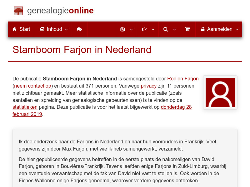 Screenshot van website