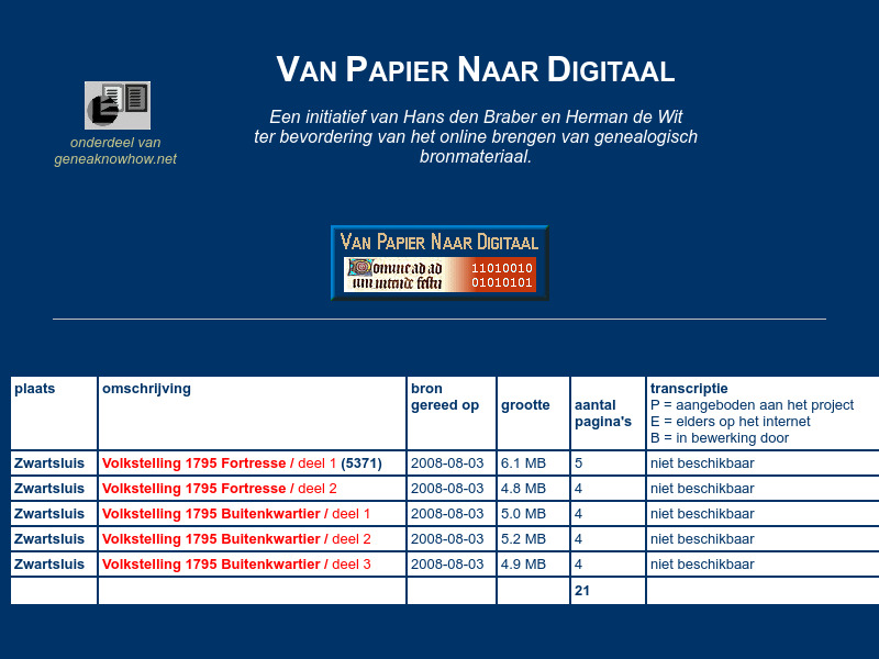 Screenshot van website