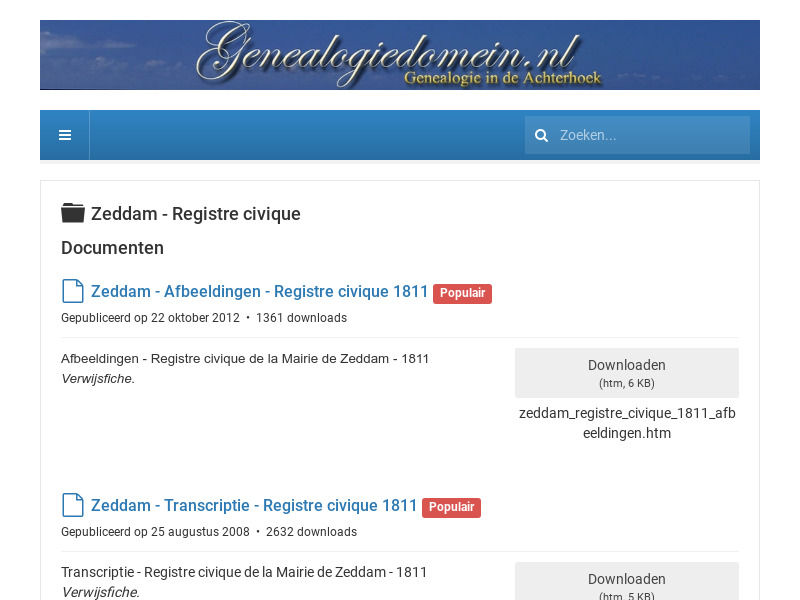 Screenshot van website