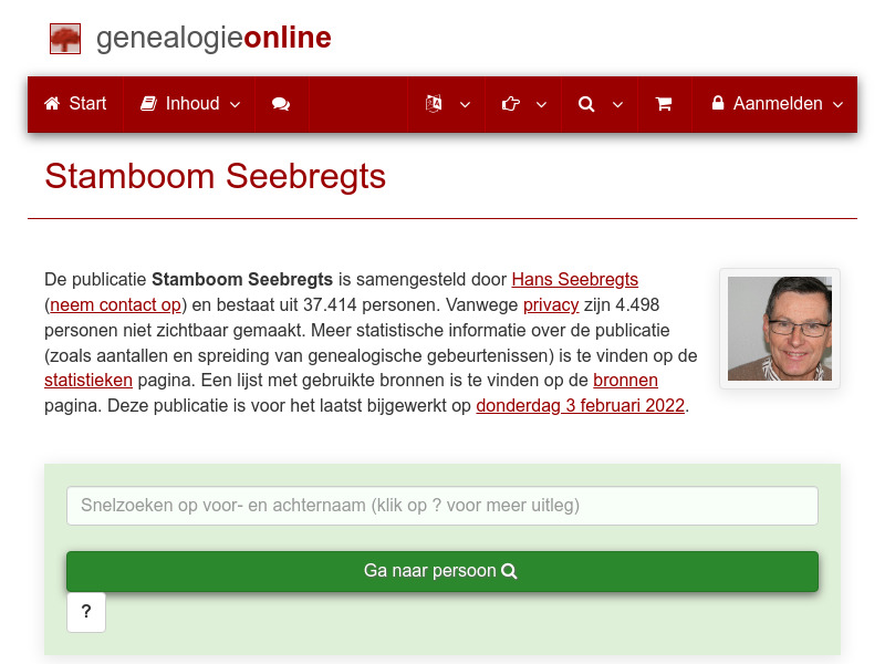 Screenshot van website