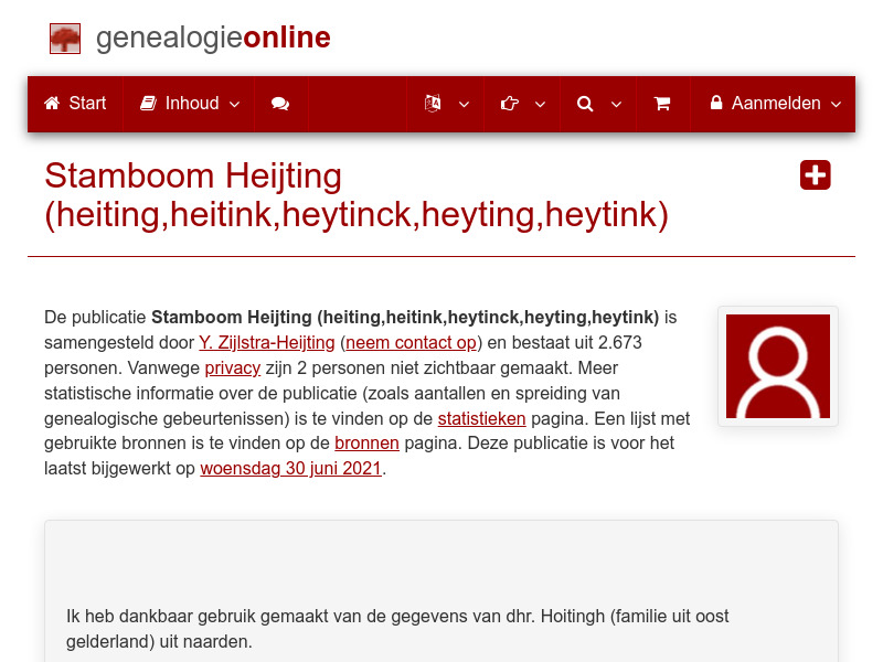 Screenshot van website