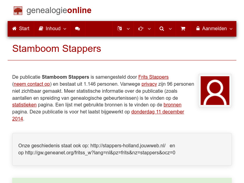 Screenshot van website