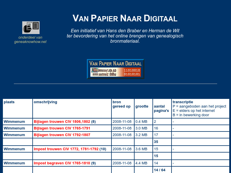 Screenshot van website