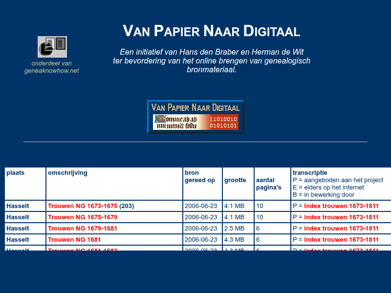 Screenshot van website
