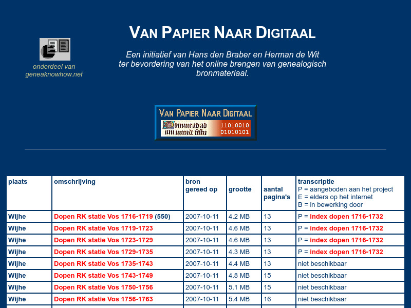 Screenshot van website