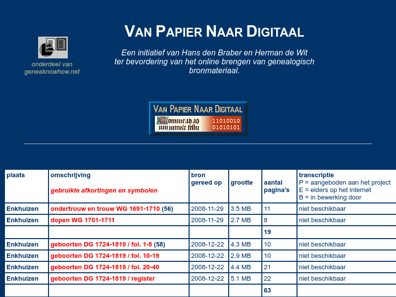 Screenshot van website