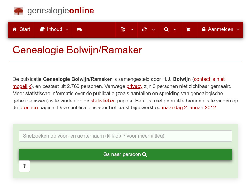 Screenshot van website
