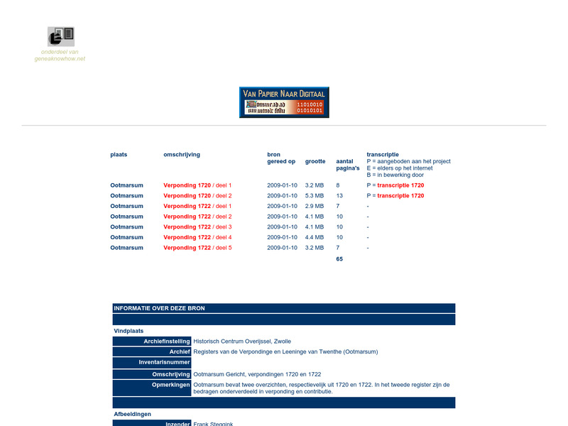 Screenshot van website