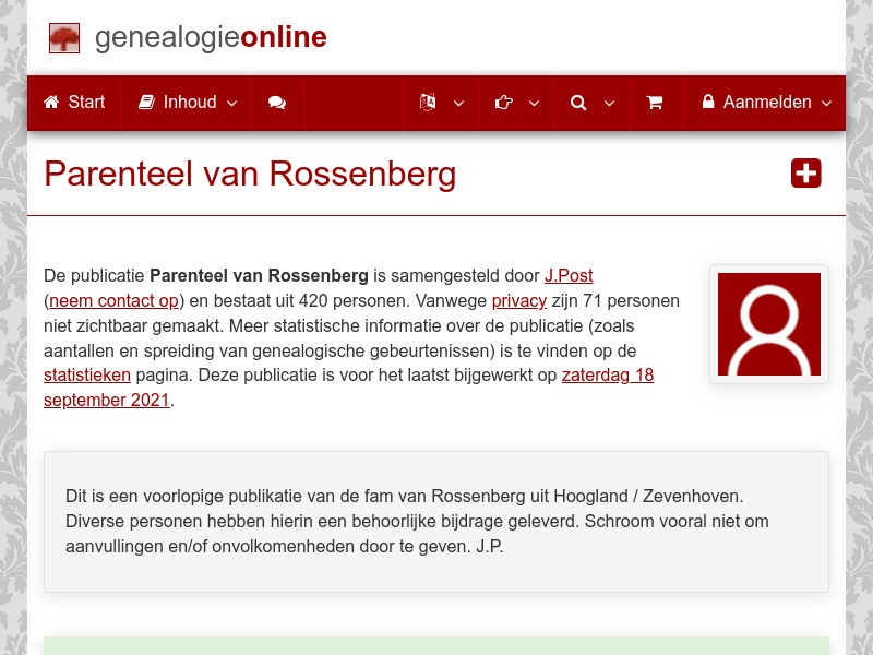 Screenshot van website
