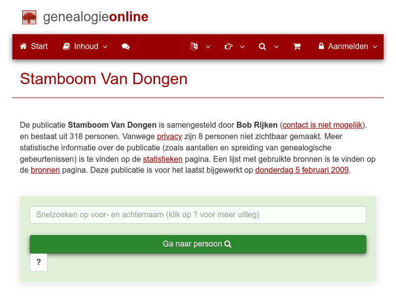 Screenshot van website