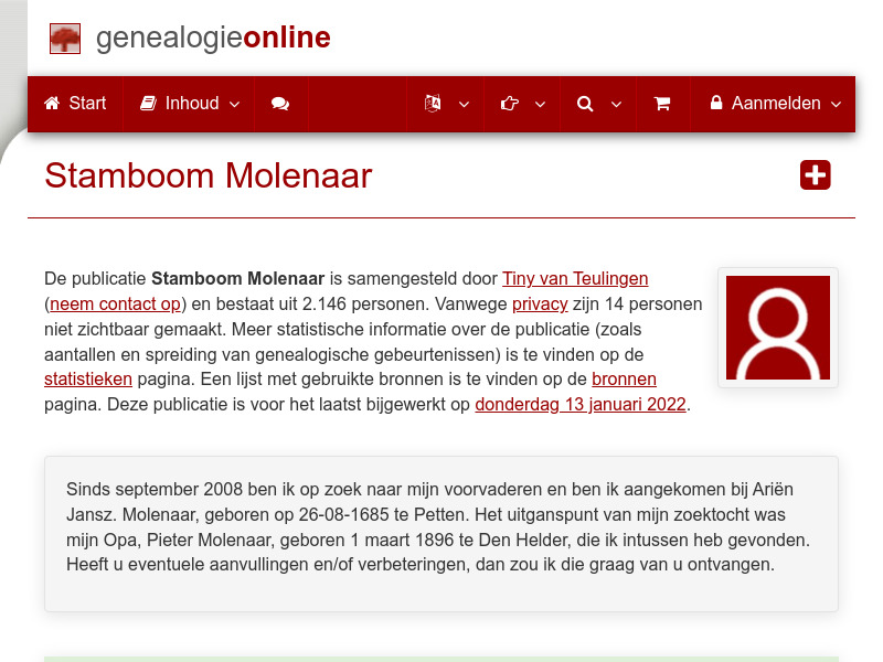 Screenshot van website