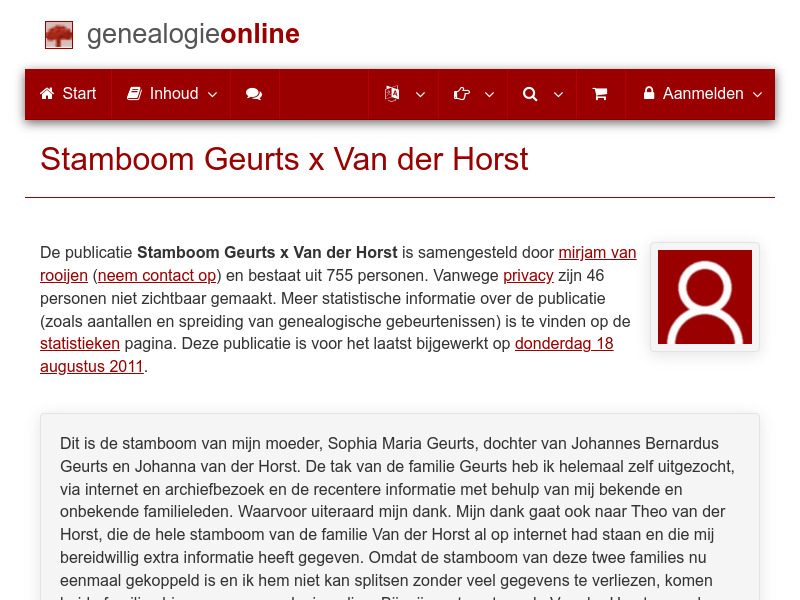 Screenshot van website