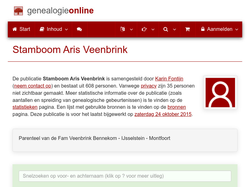 Screenshot van website