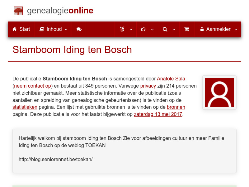 Screenshot van website