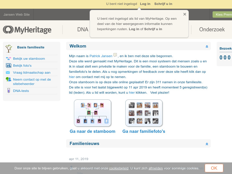 Screenshot van website