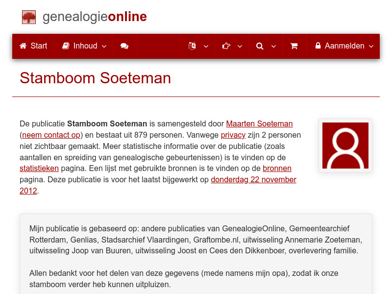 Screenshot van website