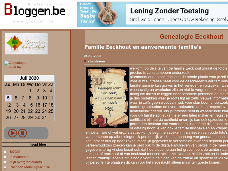 Screenshot van website