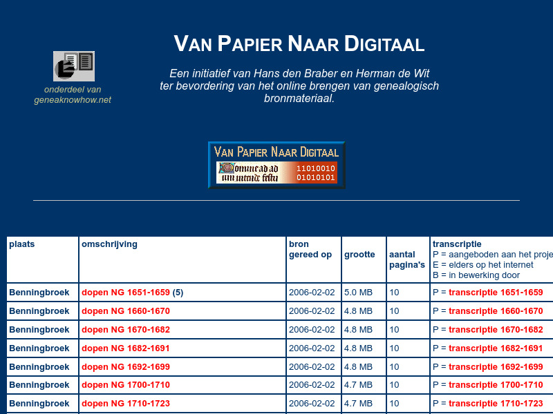 Screenshot van website
