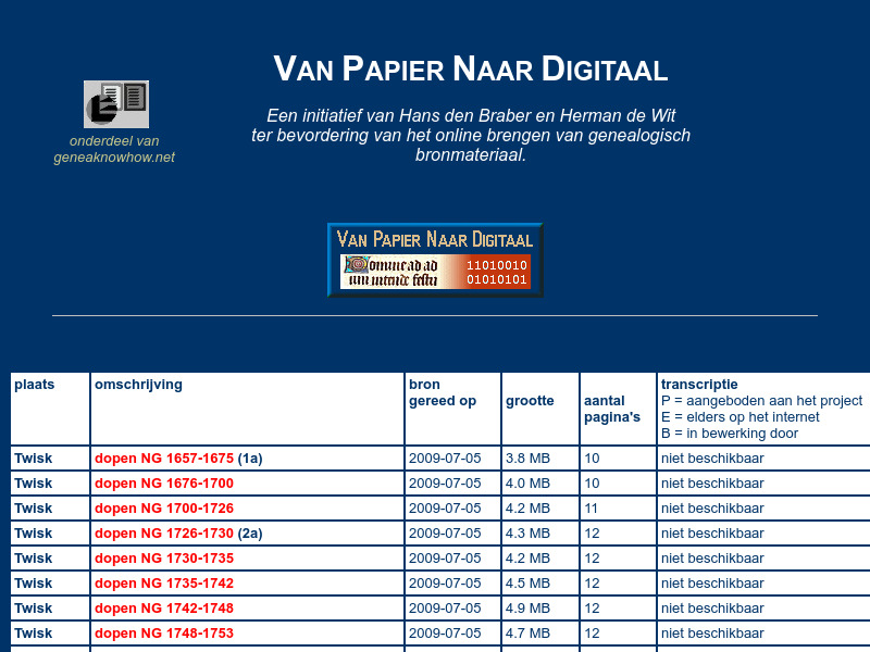 Screenshot van website