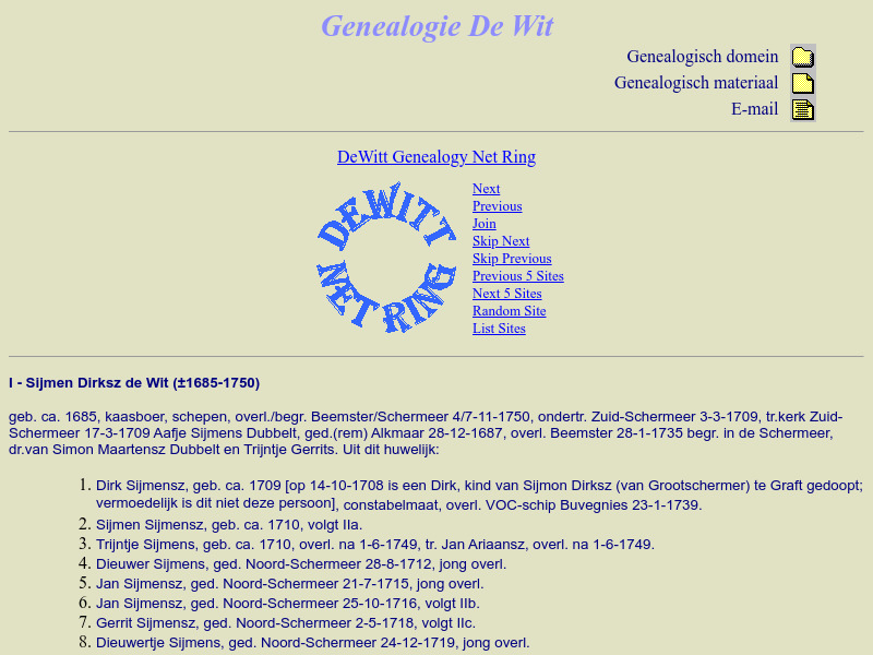 Screenshot van website