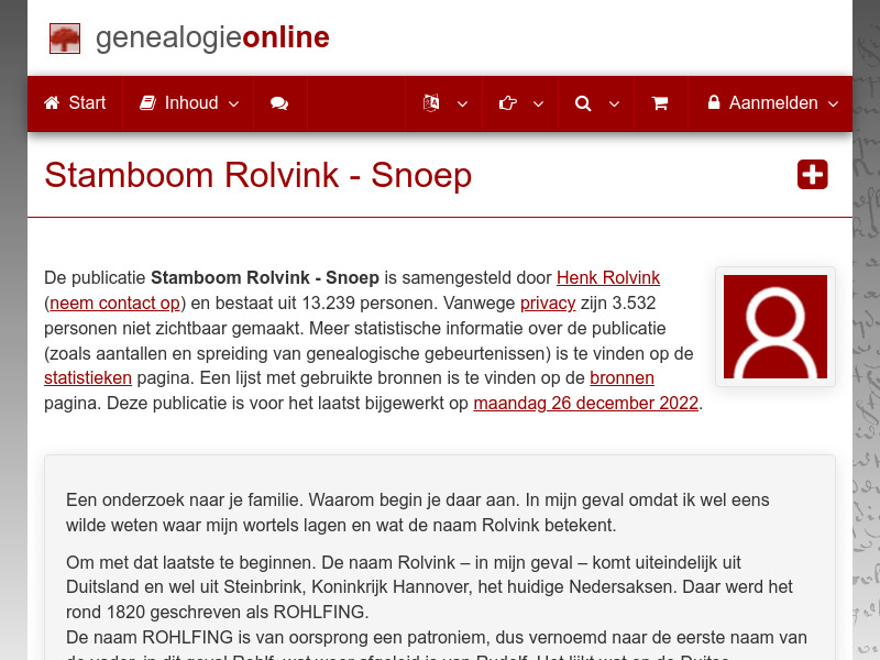 Screenshot van website