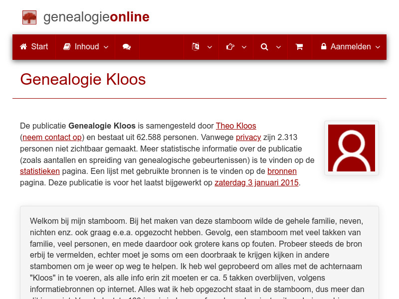 Screenshot van website