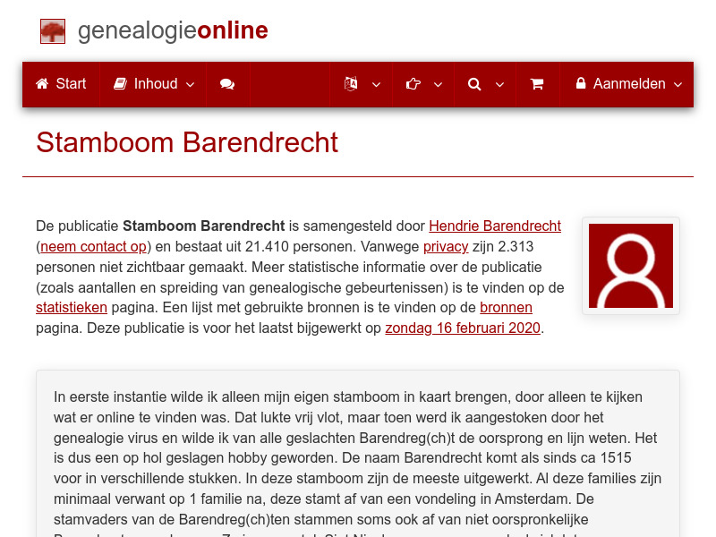 Screenshot van website